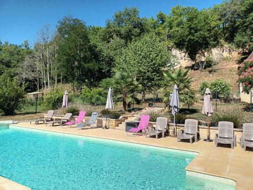 Saint-Leon-sur-Vezere Apartment | Le Séchoir des acacias, Gite Les Falaises avec piscine chauffée