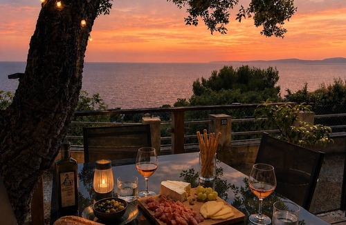 Le Dramont House | Bungalow 'Sunset Lodge' with Sea View, Shared Pool and Air Conditioning