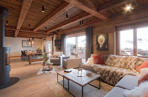 Mont-de-Lans Ski Chalet | Chalet, view ski slopes, swimming pool, balcony, fireplace or stove, tv, ski locker, 300m²