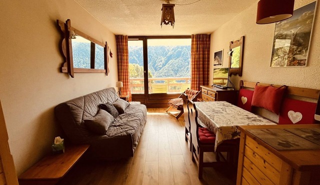 Cozy studio for 4, south-facing balcony, near slopes - Plan Peisey