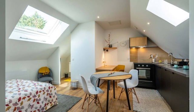 Studio D, in the center of town, cosy and warm.