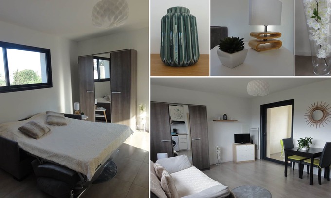 Cannes La Bocca Apartment | Studio with pool-spa and parking, in a quiet location, walking distance to beach and shops