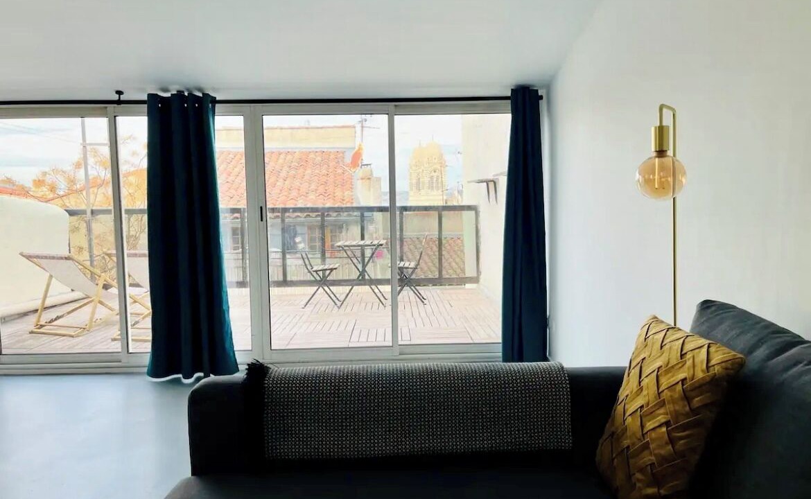Quartier du Panier Apartment | Panier Duplex — Terrace with Panoramic View of the Sea and the Rooftops of Marseille